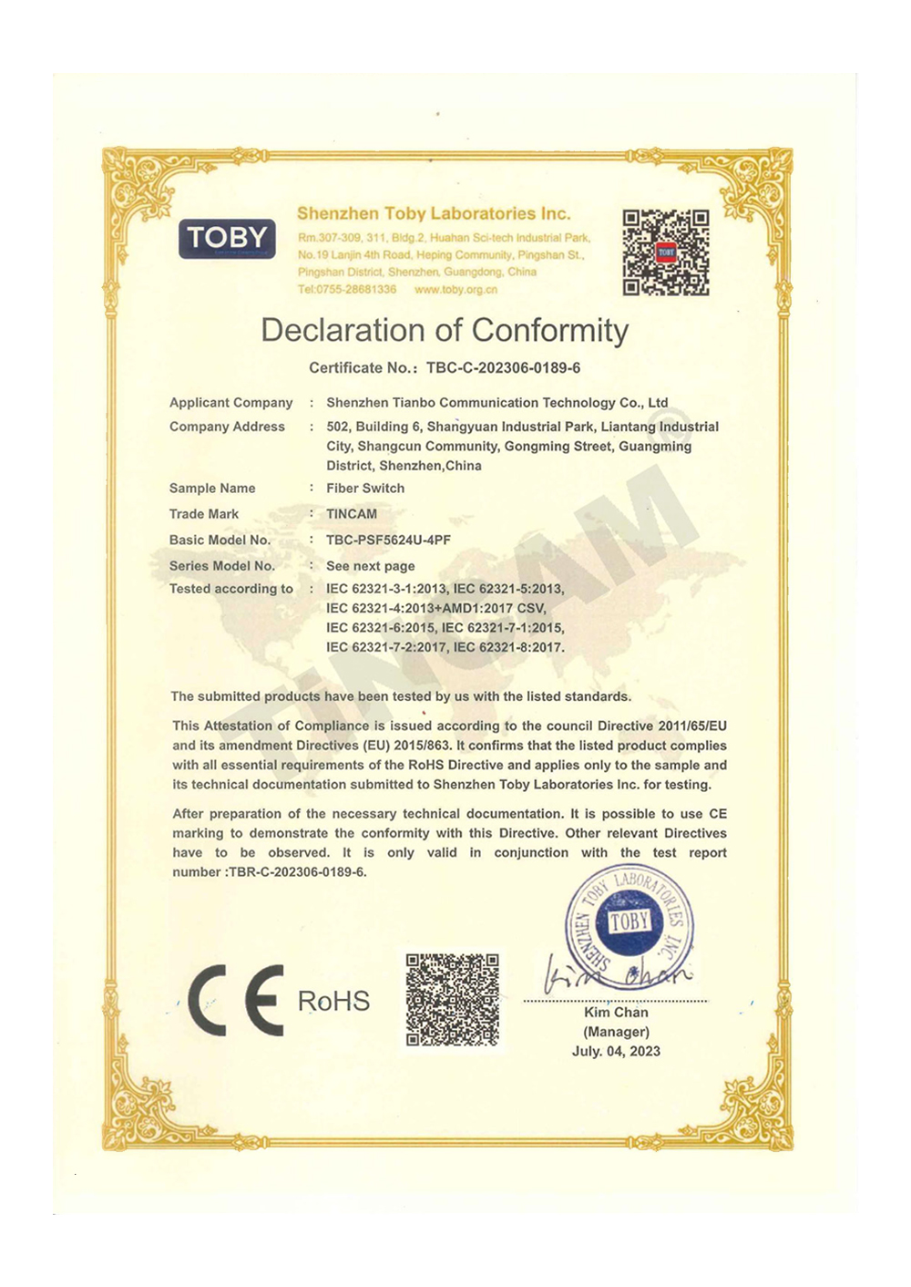 RoHS Certificate